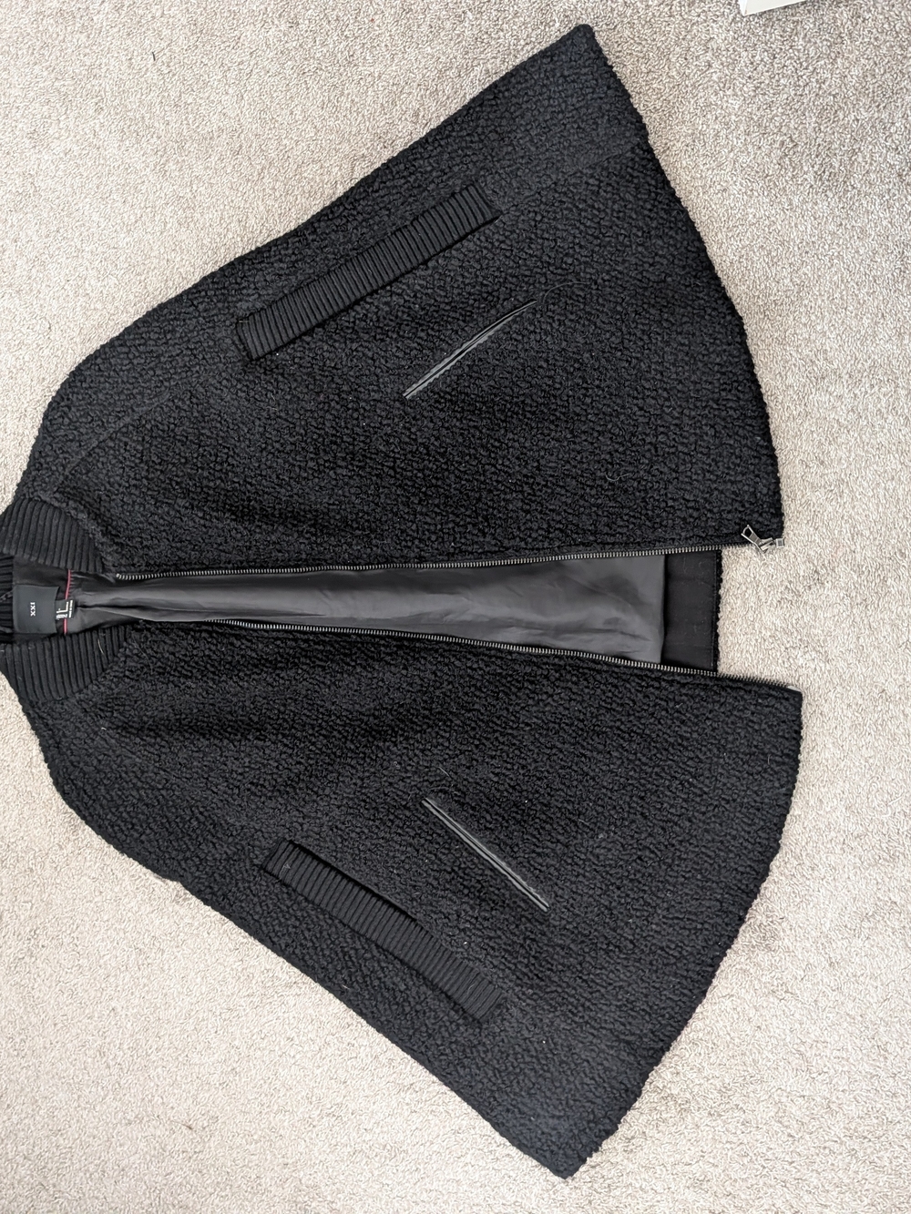 Forever 21 Black Teddy Sherpa Zip Cape Jacket